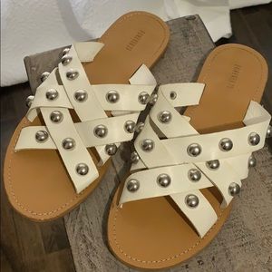 Forever 21 white beaded sandals